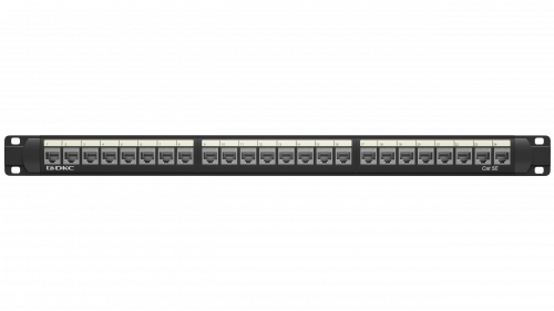 

Патч-панель в шкаф 19" 1U, порты: 24 x RJ-45 кат. 5e, экранированная, черный, RN5PPF24, DKC (RN5PPF24), RN5PPF24