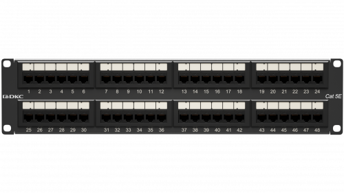 

Патч-панель в шкаф 19" 2U, порты: 48 x RJ-45, черный, DKC (RN5PPU242)