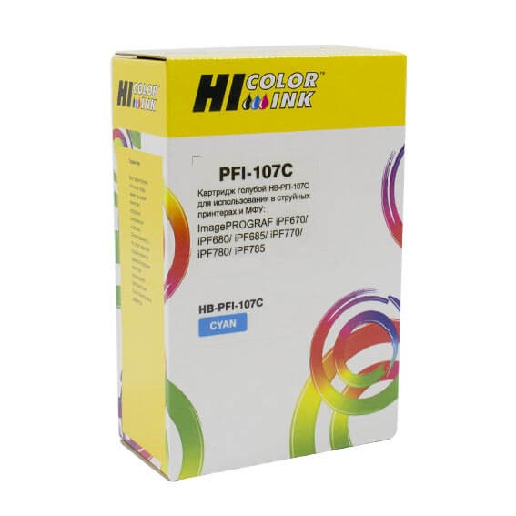 Картридж Hi-Black HB-PFI-107C, совместимый, голубой, для Canon
