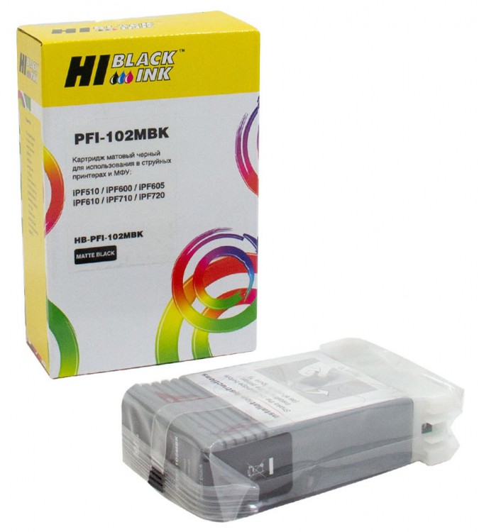

Картридж струйный Hi-Black HB-PFI-102MBk (PFI-102MBK/0894B001), черный, совместимый, 130 мл, для HP IPF-510/600/710