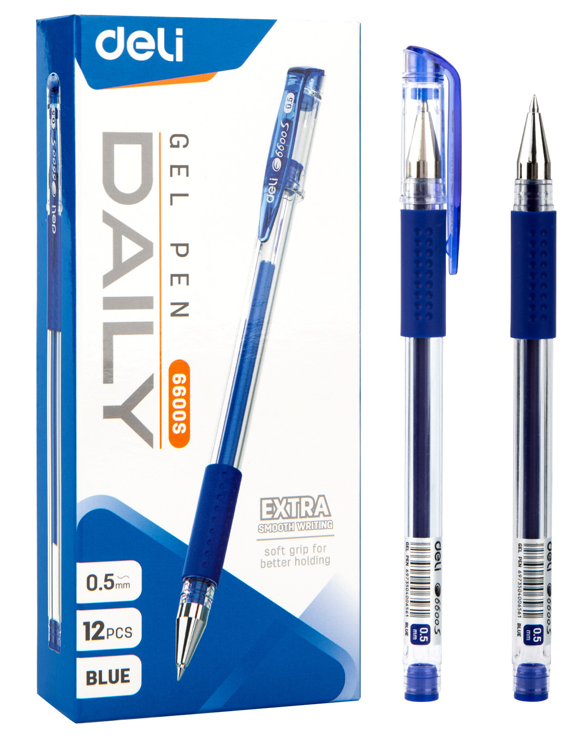 

Ручка гелевая Deli, синий, пластик, колпачок (E6600SBlue)