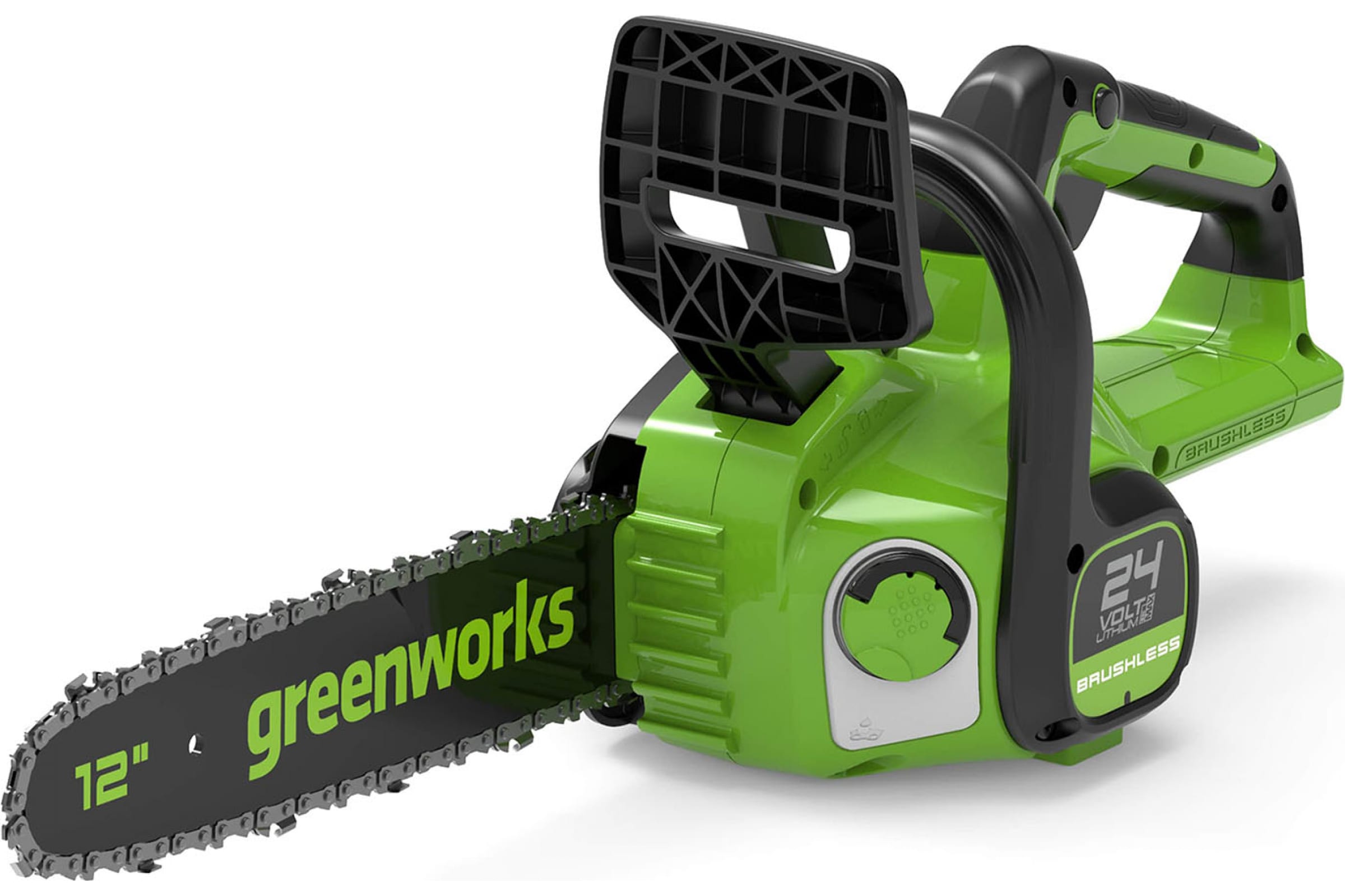 

Пила цепная Greenworks GD24CS30, шина 30см, шаг 3/8 дюйма, аккумуляторная, 24В, Li-Ion, 2.6кг, без АКБ и ЗУ (2007007), GD24CS30