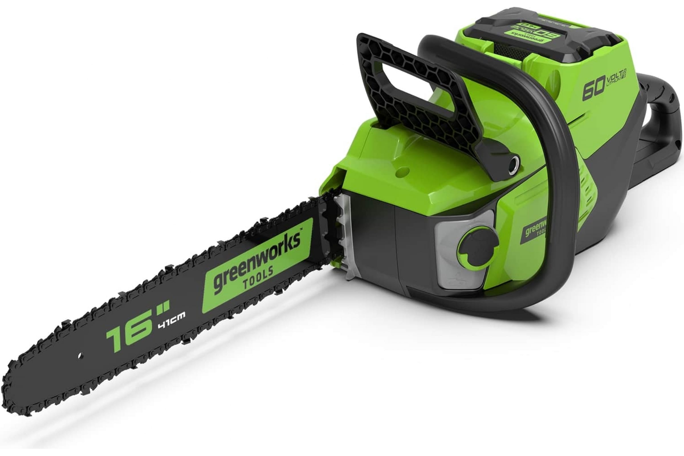 

Пила цепная Greenworks GD60CS40, шина 40см, шаг 3/8 дюйма, аккумуляторная, 60В, Li-Ion, 4.2кг, без АКБ и ЗУ (2006907), GD60CS40