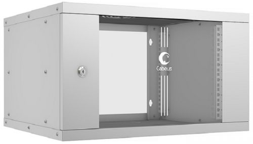 Шкаф серверный настенный 6U 550x450 мм, стекло/металл, серый, Cabeus LIGHT WSC-05D-6U55/45 (WSC-05D-6U55/45)