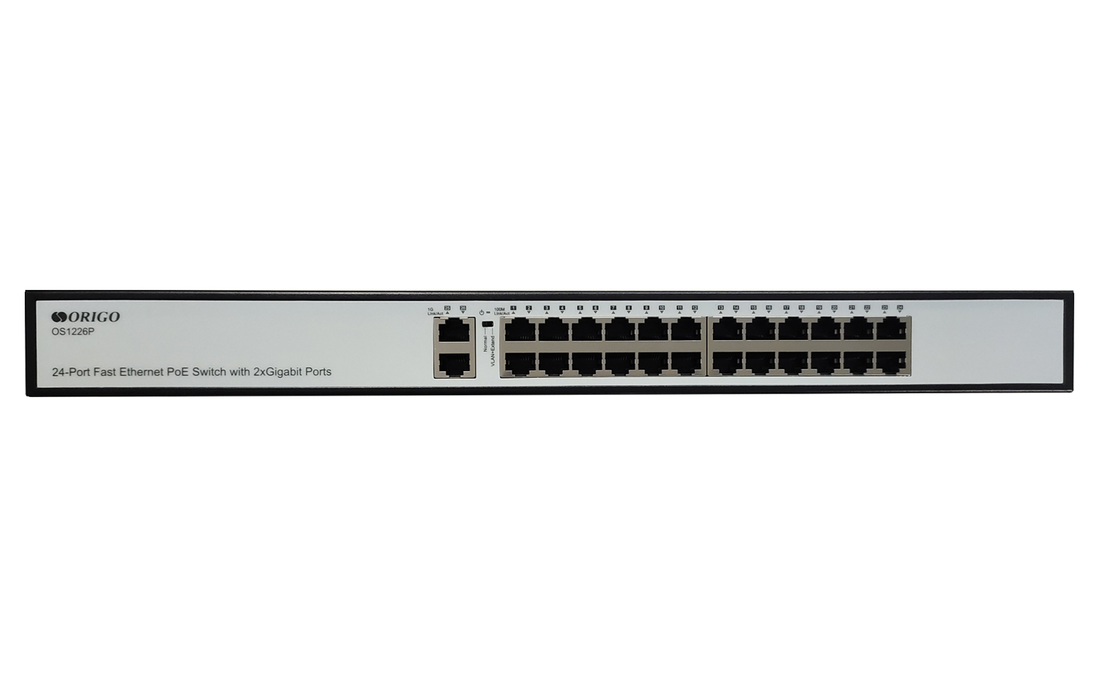 

Коммутатор ORIGO OS1226P, кол-во портов: 24x100 Мбит/с, кол-во SFP/uplink: RJ-45 2x1 Гбит/с, установка в стойку, PoE: 24x30Вт (макс. 285Вт) (OS1226P/A1A), OS1226P