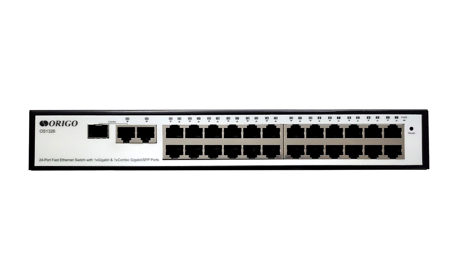 

Коммутатор ORIGO OS1326, управляемый, кол-во портов: 24x100 Мбит/с, кол-во SFP/uplink: combo RJ-45/SFP 2x1 Гбит/с, установка в стойку (OS1326/A1A), OS1326