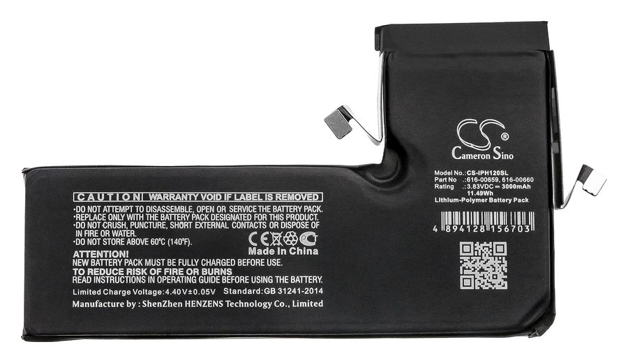 

Аккумулятор CameronSino для Apple iPhone 11 Pro, A2215, A2160, 3.83V, 3000mAh (CS-IPH120SL)