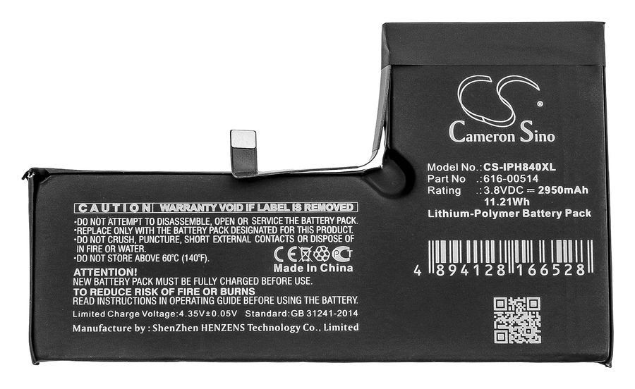 

Аккумулятор CameronSino для Apple iPhone Xs, 3.8V, 2950mAh (CS-IPH840XL)
