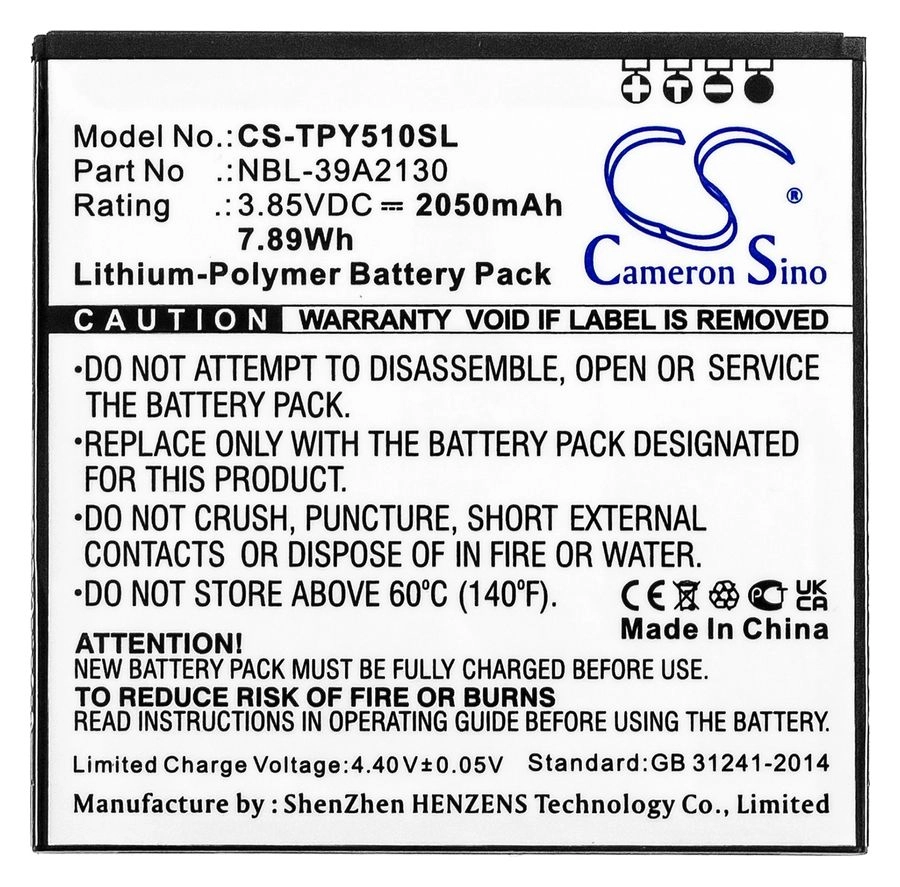 

Аккумулятор CameronSino для Neffos Y5, 3.85V, 2050mAh (CS-TPY510SL)