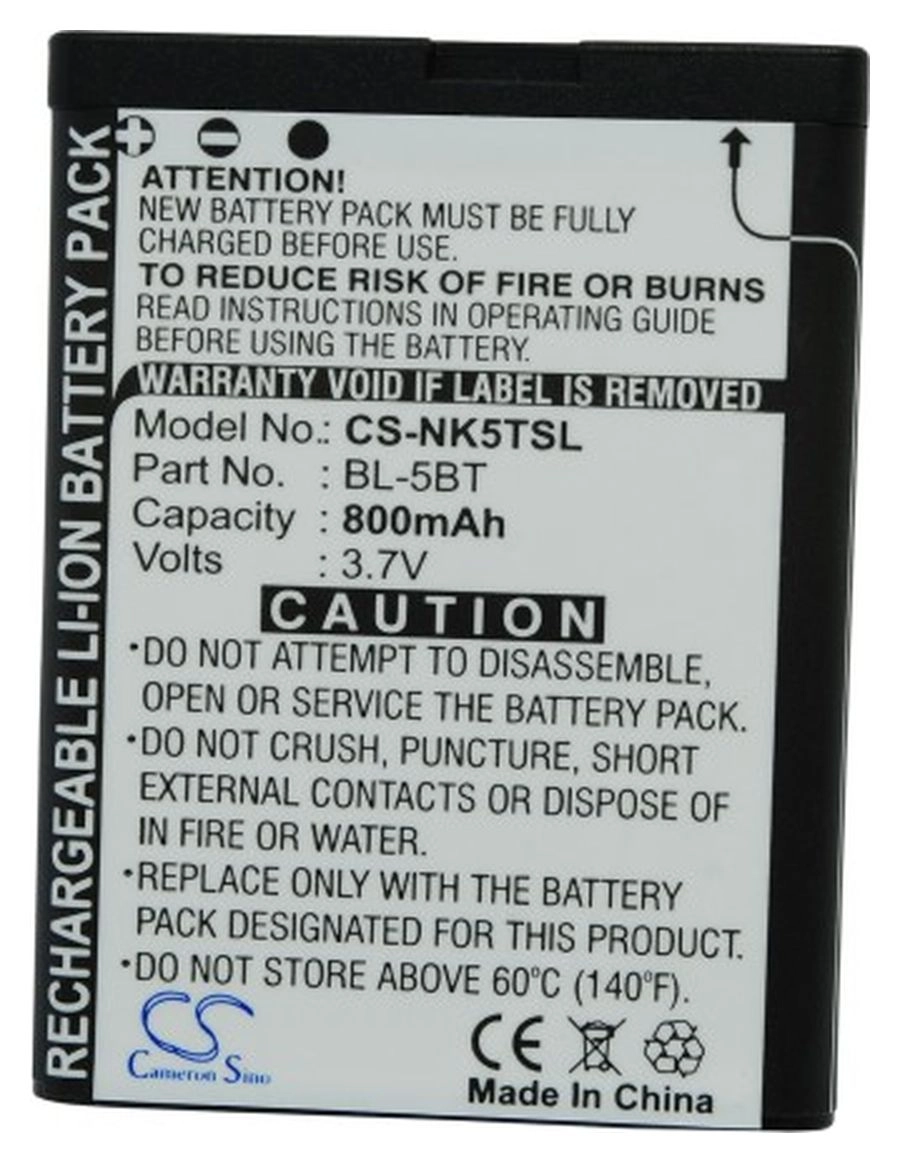 

Аккумулятор CameronSino для Nokia 2608, 7510, 3.7V, 800mAh (CS-NK5TSL)