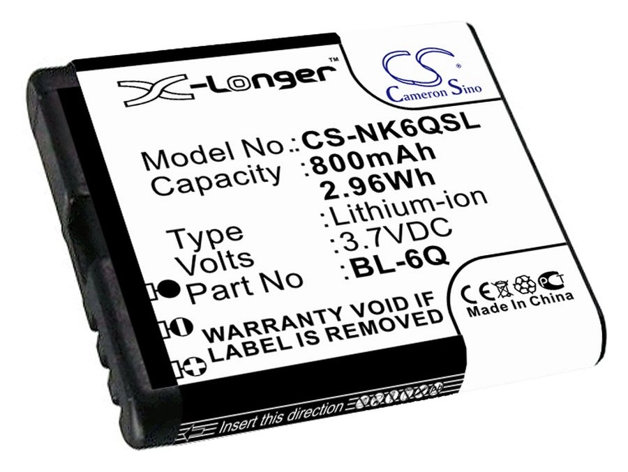 

Аккумулятор CameronSino для Nokia 6700 classic, 3.7V, 800mAh (CS-NK6QSL)