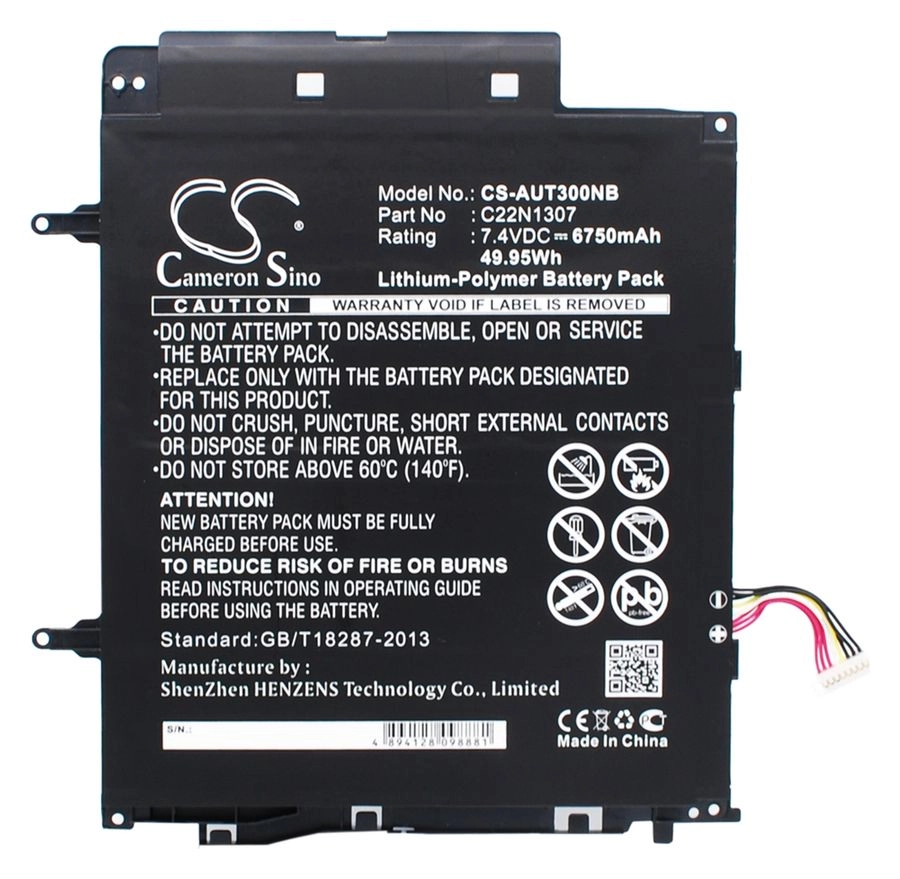 

Аккумулятор CameronSino CS-AUT300NB, 7.4V, 6750mAh, Li-Ion для Asus Transformer Book T300LA, CS-AUT300NB
