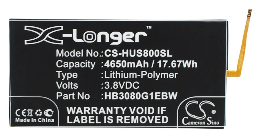 

Аккумулятор CameronSino CS-HUS800SL, 3.8V, 4650mAh, Li-pol для Huawei MediaPad M1, T1 8.0. (S8-301U, S8-301L, S8-301W, S8-301WF, S8-701U, S8-701W), CS-HUS800SL