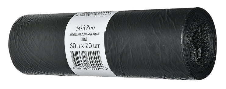 

Мешки для мусора 60л, 20шт., черный, 0