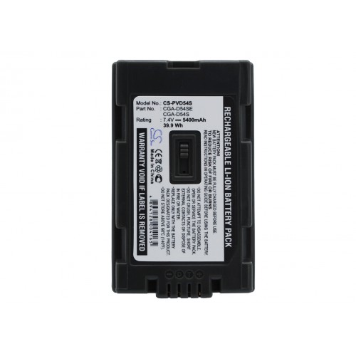 

Аккумулятор CameronSino CS-PVD54S/CS-PVD54S, CGA-D54, CGA-D54S, CGA-D54SE, CGA-D54SE/1B, CGA-D54SE/1H, CGP-D54S, CGR-D54S, VW-VBD55, 5400mAh, 7.4V для Hitachi, Panasonic Hitachi DZ-MV, Panasonic AG/AJ/DZ/NV/PV/VDR Series, CS-PVD54S