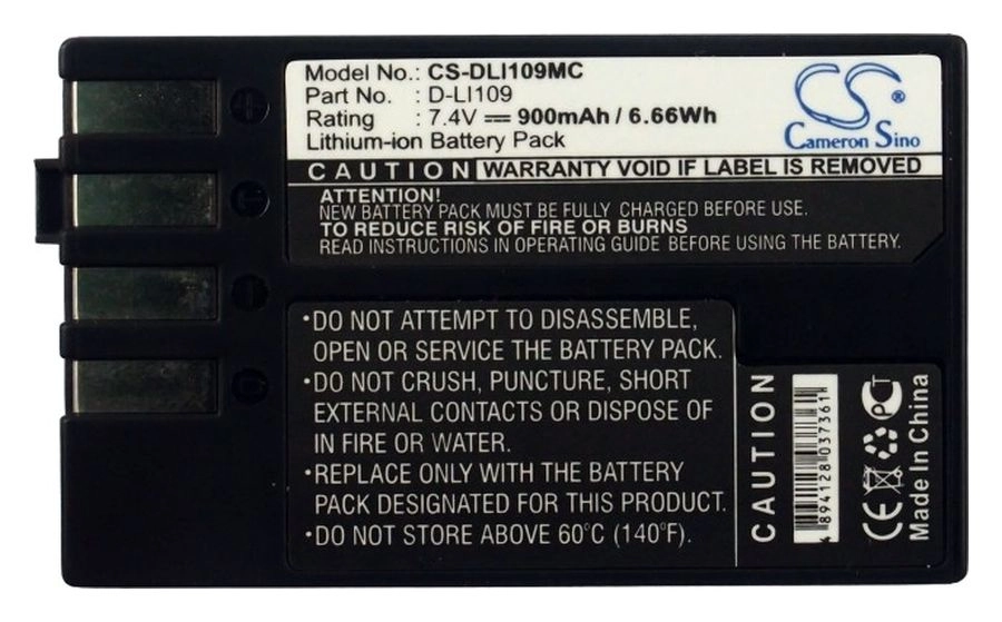 

Аккумулятор CameronSino CS-DLI109MC/ CS-DLI109M, D-LI109, 900mAh, 7.4V для Pentax K-R, CS-DLI109MC