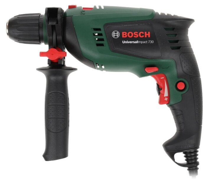 Дрель BOSCH UniversalImpact 730, сетевая, 701Вт, 17 Н·м, 3000 об/мин, ударная, быстрозажимной патрон, 1.7кг (0603131022)