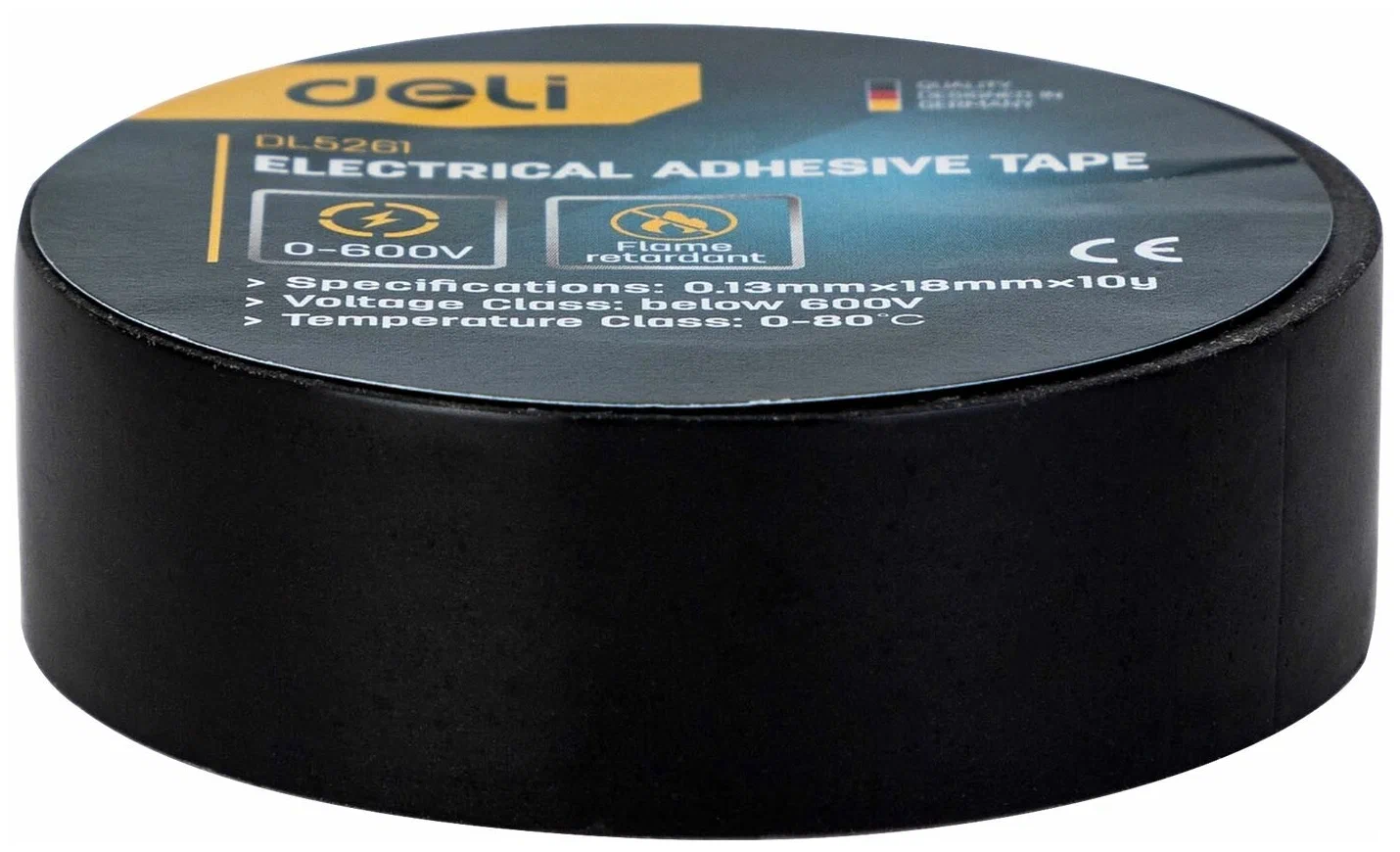 Изолента Deli DL5261, 130 мкм/1.8 см/10 м, черная