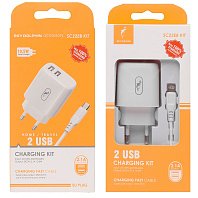 

Сетевое зарядное устройство SKYDOLPHIN SC22EBL 10W, 2xUSB, 1A, белый (206533), Lightning 8pin, SC22EBL
