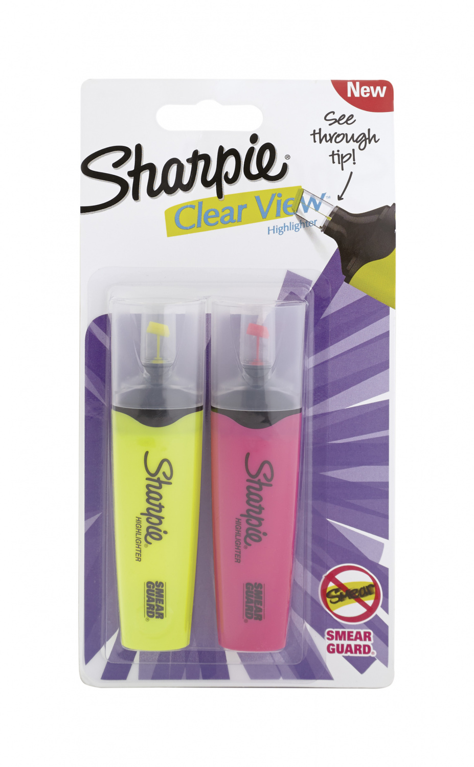 Набор текстовыделителей Paper Mate Clearview Sharpie 1.5-2.7мм флуоросцентный 2цв. блистер (1953449)