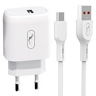 

Сетевое зарядное устройство SKYDOLPHIN SC22ET 12W, USB, 2.4A, белый (206528), кабель USB Type C, SC22ET