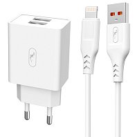 

Сетевое зарядное устройство SKYDOLPHIN SC30L 10W, 2xUSB, 1A, белый (206520), Lightning 8pin, SC30L