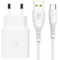 

Сетевое зарядное устройство SKYDOLPHIN SC31T 15W, USB, Quick Charge, 3A, белый (206536), кабель USB Type C, SC31T