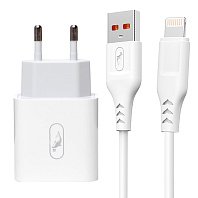 

Сетевое зарядное устройство SKYDOLPHIN SC36L 12W, USB, Quick Charge, 2.4A, белый (206516), Lightning 8pin, SC36L