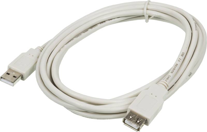 Кабель-удлинитель USB 2.0(Am)-USB 2.0(Af), 3м, серый Ningbo USB2.0-AM-AF-3 (841879) - фото 1