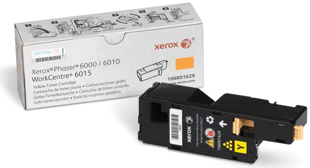 

Картридж лазерный Xerox 106R01629, желтый, 1000 страниц, оригинальный для Xerox WorkCentre 6015, 0