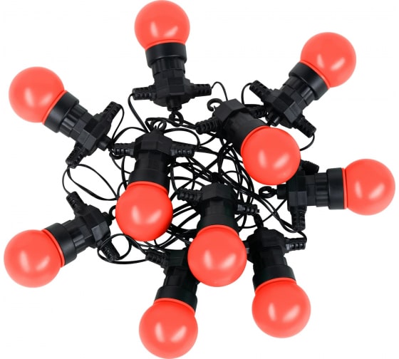 

Гирлянда GAUSS светодиодная нить, ламп: 10 шт., 7.7 м, от сети, красный (HL064)