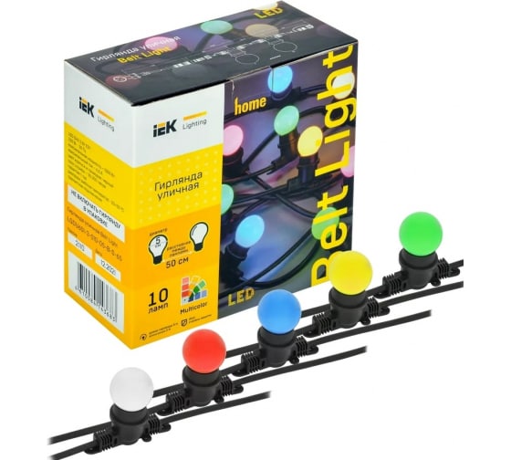 

Гирлянда IEK светодиодная белтлайт, ламп: 10шт., 5м, от сети, RGB ( LGDU601-3-010-05-B-S-65)