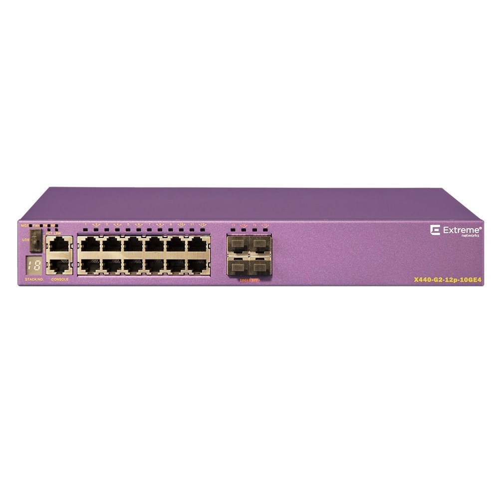 

Коммутатор Extreme Networks Summit X440-G2-12p-10GE4, управляемый, кол-во портов: 12x1 Гбит/с, кол-во SFP/uplink: SFP 4x1 Гбит/с, установка в стойку, PoE: 12x30Вт (макс. 200Вт) (16531), X440-G2-12p-10GE4