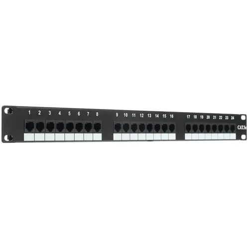 Патч-панель в шкаф 19" 1U, порты: 24xRJ-45 кат. 5e, NEWMAX (NM-PPU24C)