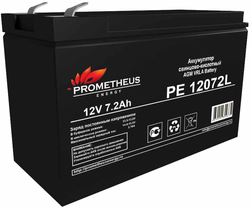 

Аккумуляторная батарея для ИБП Prometheus Energy PE 12072L, 12V, 7.2Ah, Черный, PE 12072L