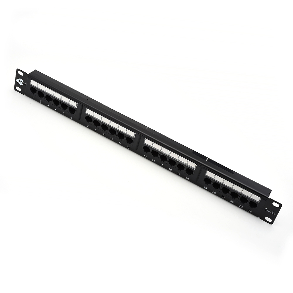 

Патч-панель в шкаф 19" 1U, порты: 24 x RJ-45 кат. 5e, черный, AT2452, ATCOM (AT2452), AT2452