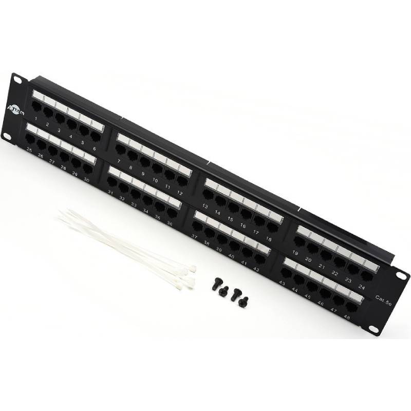 

Патч-панель в шкаф 19" 2U, порты: 48 x RJ-45 кат. 5e, черный, AT4852, ATCOM (AT4852), AT4852