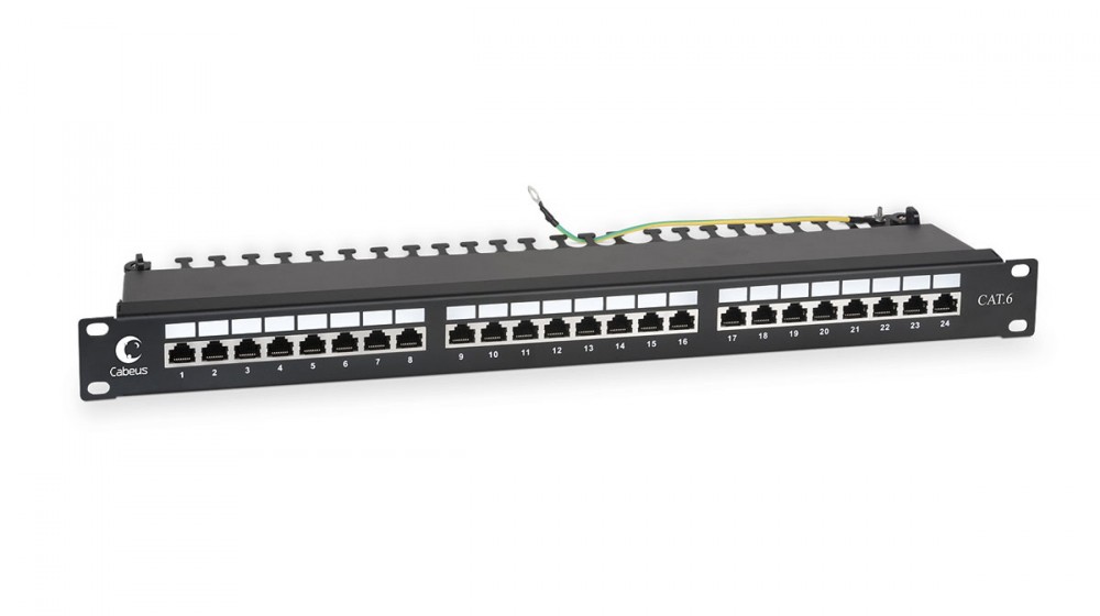 

Патч-панель в шкаф 19" 1U, порты: 24 x RJ-45 кат. 6, экранированная, органайзер, черный, PL-24-Cat.6-SH-Dual, Cabeus (PL-24-Cat.6-SH-Dual), PL-24-Cat.6-SH-Dual