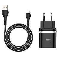

Сетевое зарядное устройство Hoco C12Q 18W, USB, Quick Charge, 3A, черный (205710), micro USB, C12Q
