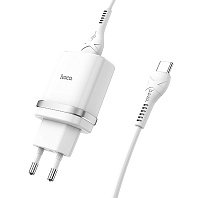 

Сетевое зарядное устройство Hoco C12Q 18W, USB, Quick Charge, 3A, белый (205036), кабель USB Type C, C12Q