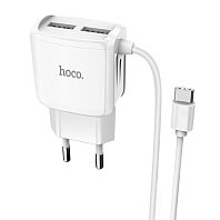 

Сетевое зарядное устройство Hoco C59A Mega Joy 10.5W, 2xUSB, 1A, белый (114040), кабель USB Type C, C59A Mega Joy
