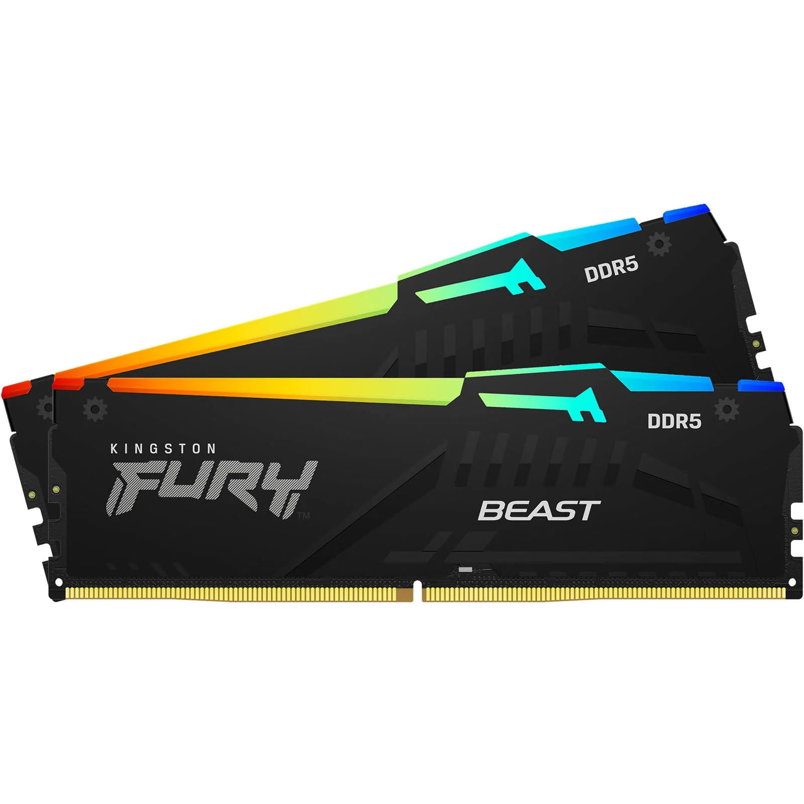 Комплект памяти DDR5 DIMM 16Gb (2x8Gb), 6000MHz, CL40, 1.35 В, Kingston, FURY Beast RGB (KF560C40BBAK2-16) Retail