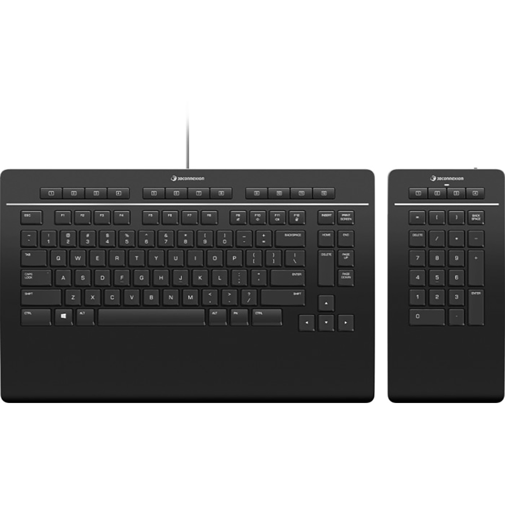 

Клавиатура беспроводная 3DConnexion Keyboard Pro with Numpad, мембранная, Bluetooth/Радиоканал, черный (3DX-700092), Keyboard Pro with Numpad