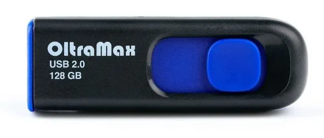 Флешка 128Gb USB 2.0 OltraMax 250 OM-128GB-250-Blue, черный/синий (OM-128GB-250-Blue)