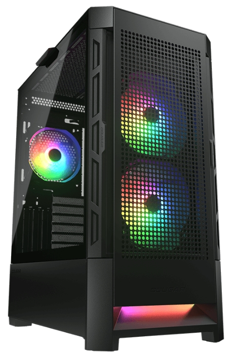 Корпус COUGAR Airface, ATX, Midi-Tower, 2xUSB 3.0, RGB подсветка, черный, без БП (CGR-5ZD1B-AIR-RGB)