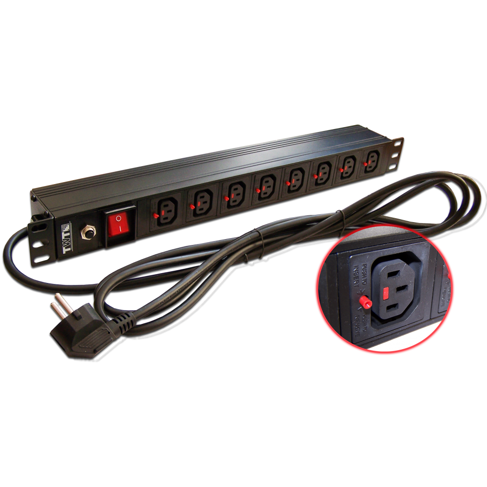 Блок розеток (PDU), кол-во розеток: 8, TWT (TWT-PDU-10A8C3L-3.0)