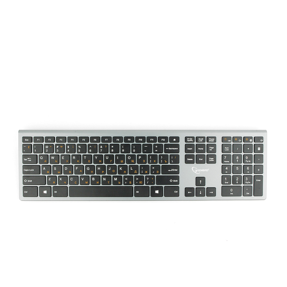 Клавиатура беспроводная Gembird KBW-1, ножничная, USB, серый/черный (плохая упаковка)