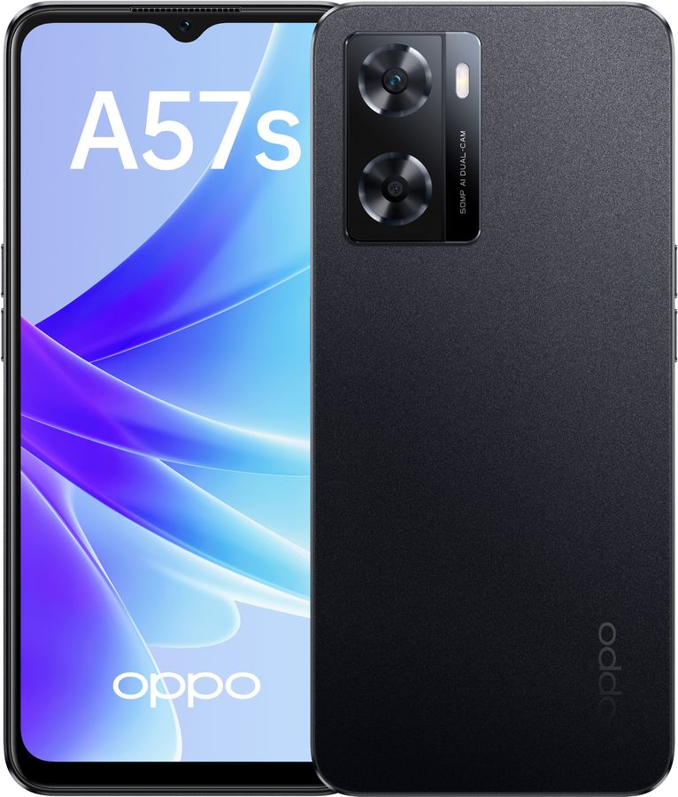 

Смартфон OPPO A57S, 6.56" 720x1612 IPS, MediaTek Helio G35, 4Gb RAM, 64Gb, 3G/4G, NFC, Wi-Fi, BT, 2xCam, 2-Sim, 5000 мА⋅ч, USB Type-C, Android 12, черный (OPP-2385.4-64.BK), Sky blue;starry black, A57S