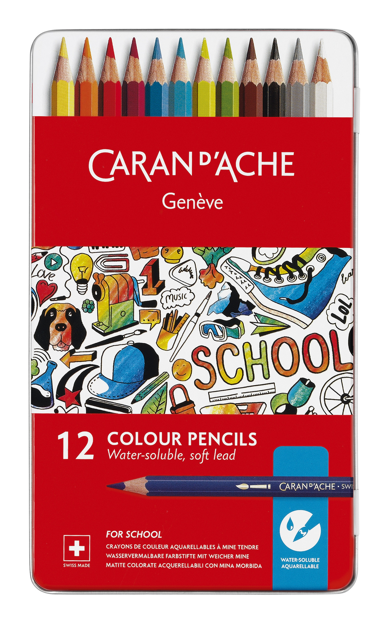 

Набор цветных карандашей Carandache School Line, шестигранные, 12 шт., заточенные (1290.312)