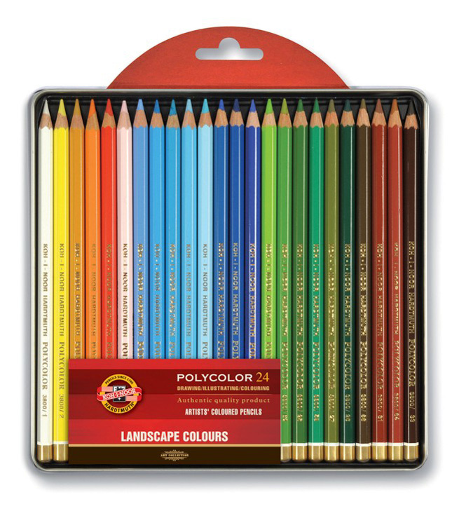 

Набор цветных карандашей KOH-I-NOOR Polycolor Landscape 3824, шестигранные, 24 шт., заточенные (3824024015PL), Landscape 3824